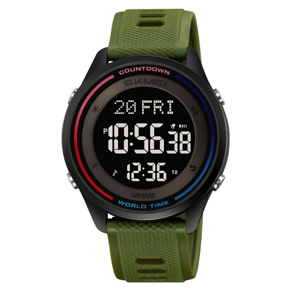 Мужские тактические часы Skmei 2348AG Army Green с электронным циферблатом и подсветкой