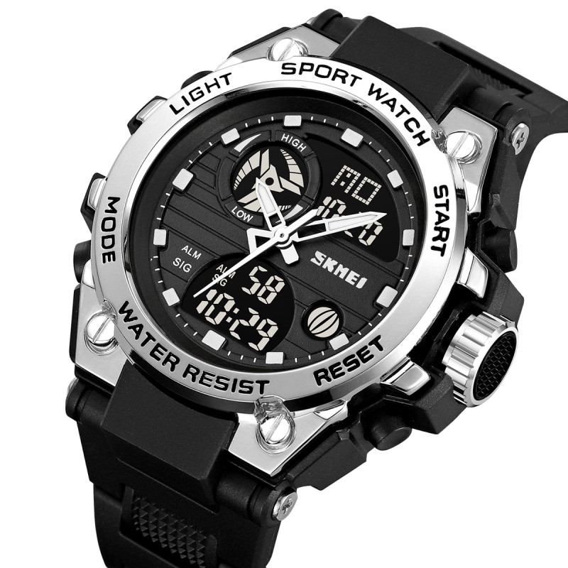 Чоловічий годинник Skmei 2360BKSI Black-Silver зі стрілково-електронним циферблатом та водозахистом 5 ATM