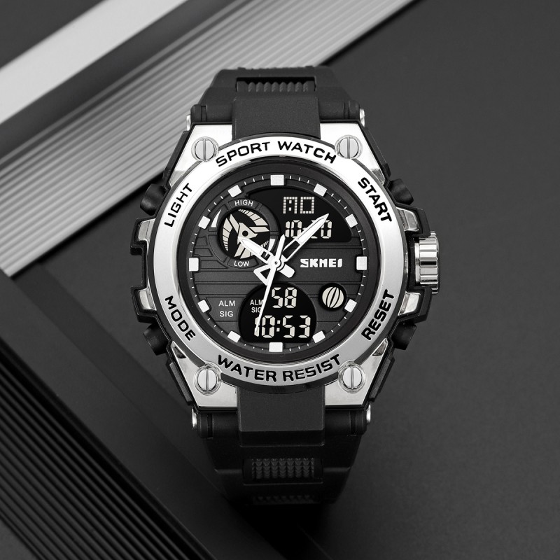 Чоловічий годинник Skmei 2360BKSI Black-Silver зі стрілково-електронним циферблатом та водозахистом 5 ATM