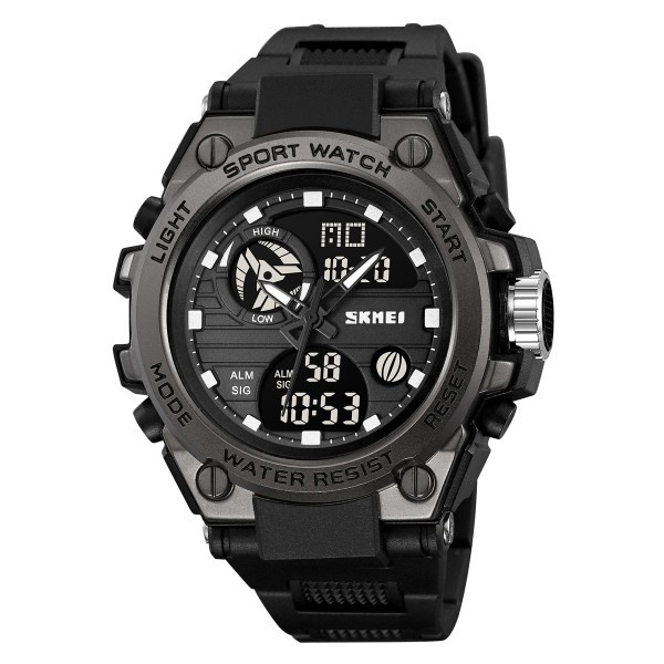 Мужские спортивные часы Skmei 2360BKBK Black с комбинированным циферблатом и подсветкой