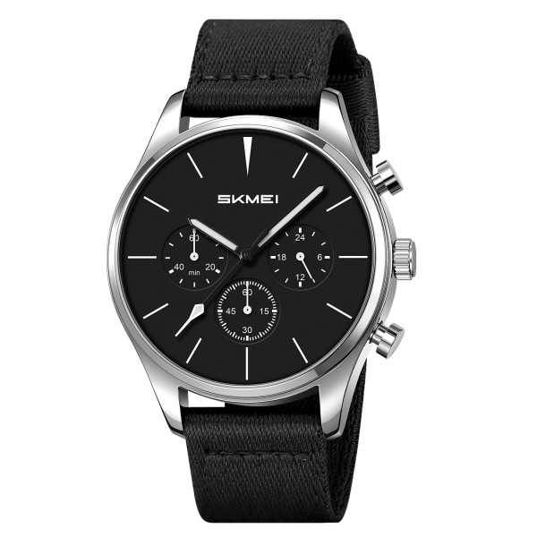 Чоловічий наручний годинник Skmei 2367SIBK Silver-Black з хронографом та нейлоновим ремінцем