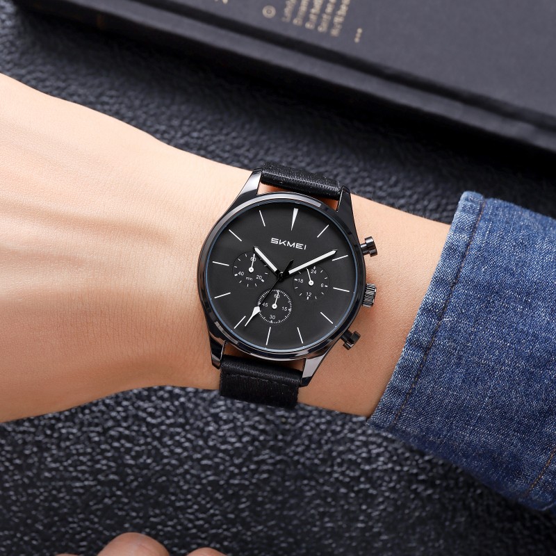 Мужские часы Skmei 2367BKBK Black с нейлоновым ремешком и календарем
