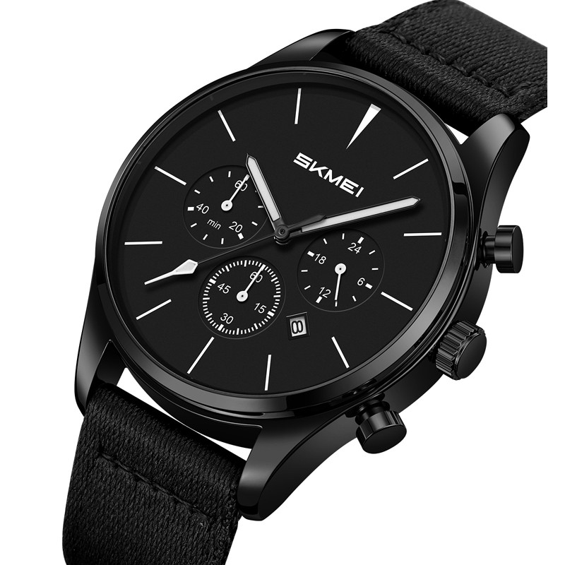Мужские часы Skmei 2367BKBK Black с нейлоновым ремешком и календарем