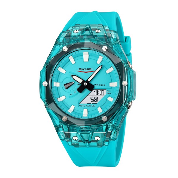 Наручний годинник Skmei 2411LKBU Lake Blue з подвійною індикацією та підсвічуванням