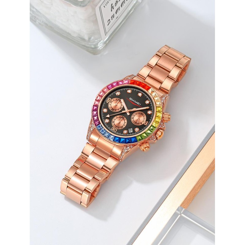 Часы Skmei 2352RGBK Rose Gold-Black мужские классические с хронографом и календарем