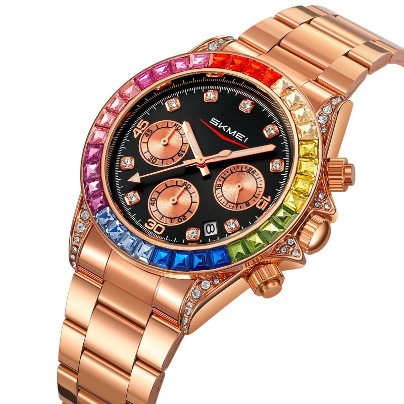 Часы Skmei 2352RGBK Rose Gold-Black мужские классические с хронографом и календарем