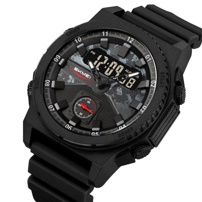 Мужские спортивные часы Skmei 2355BK Black с комбинированным циферблатом и водозащитой 5 ATM