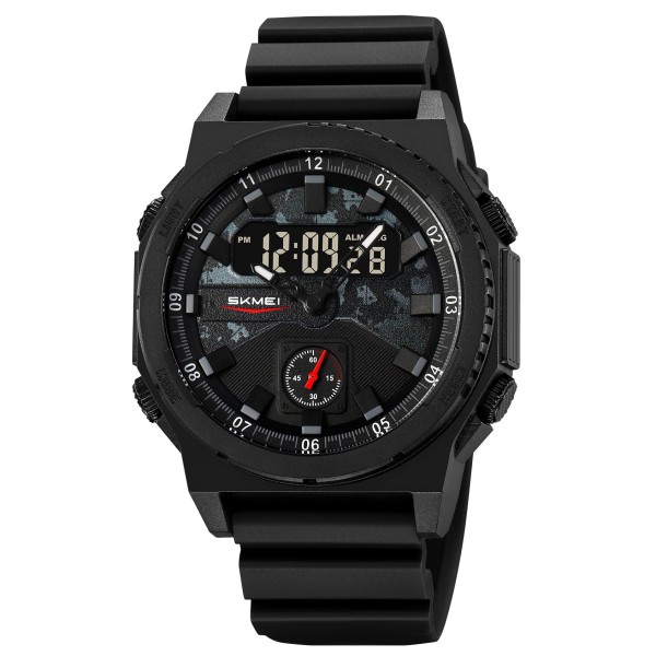 Мужские спортивные часы Skmei 2355BK Black с комбинированным циферблатом и водозащитой 5 ATM