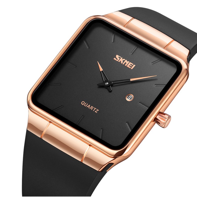 Кварцевые часы Skmei 1961RGBK Rose Gold-Black унисекс в квадратном корпусе