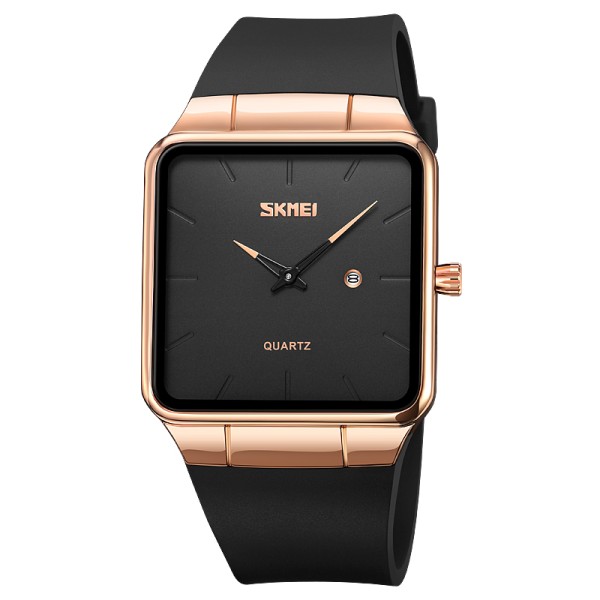 Кварцевые часы Skmei 1961RGBK Rose Gold-Black унисекс в квадратном корпусе