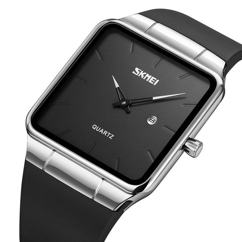 Мужские часы Skmei 1961SIBK Silver-Black в классическом стиле с минеральным стеклом