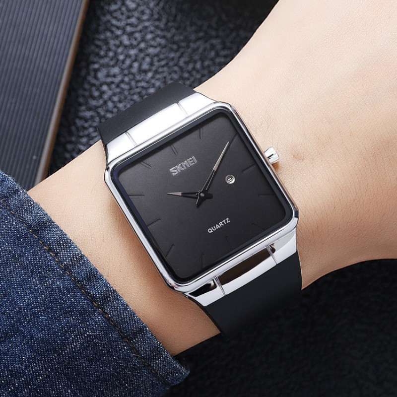 Мужские часы Skmei 1961SIBK Silver-Black в классическом стиле с минеральным стеклом