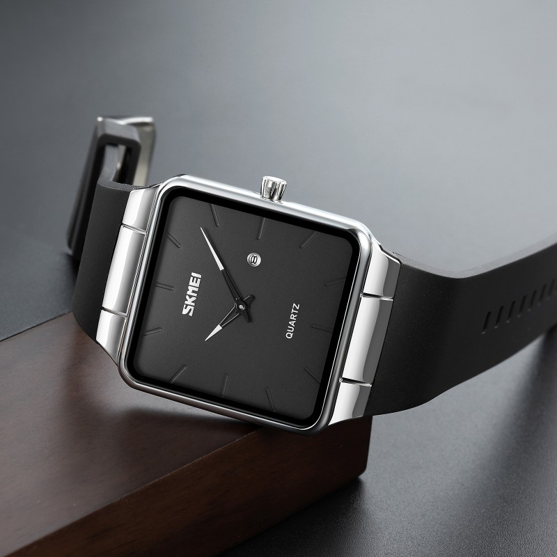 Мужские часы Skmei 1961SIBK Silver-Black в классическом стиле с минеральным стеклом