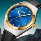 Чоловічий годинник Skmei 2058BU Blue STOPPED зі шкіряним ремінцем та синім циферблатом