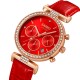 Жіночий годинник Skmei 2089RGRD Rose Gold-Red з хронографом та шкіряним ремінцем
