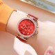 Жіночий годинник Skmei 2089RGRD Rose Gold-Red з хронографом та шкіряним ремінцем