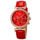 Жіночий годинник Skmei 2089RGRD Rose Gold-Red з хронографом та шкіряним ремінцем