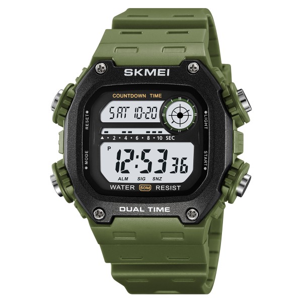 Чоловічий спортивний годинник Skmei 2126AG Army Green з електронним циферблатом та водозахистом 5 ATM