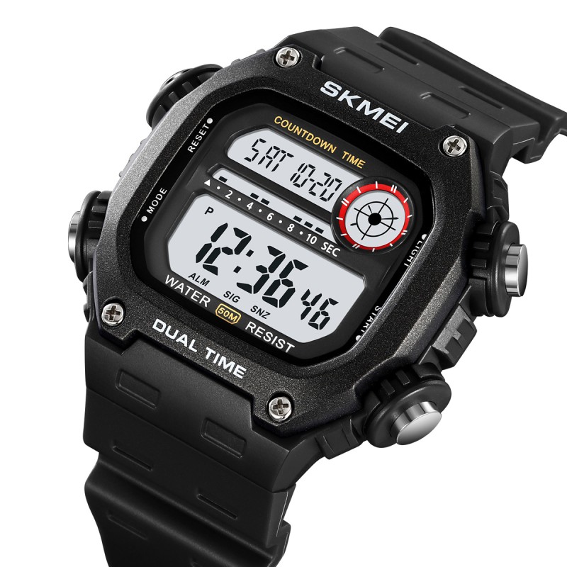 Мужские спортивные часы Skmei 2126BKWT Black-White с электронным циферблатом и подсветкой