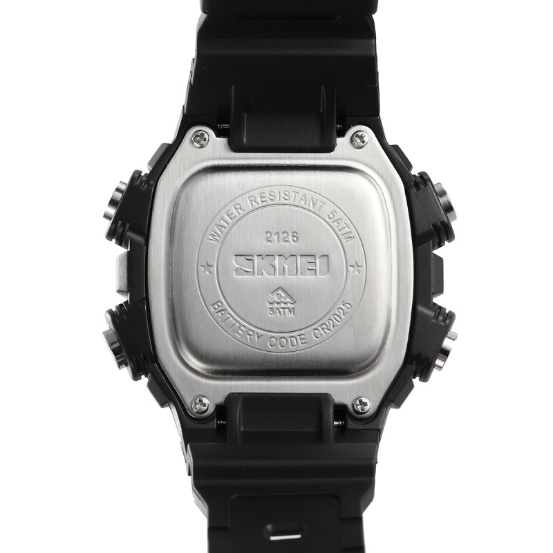 Чоловічий електронний годинник Skmei 2126SIBK Silver-Black з підсвічуванням та будильником