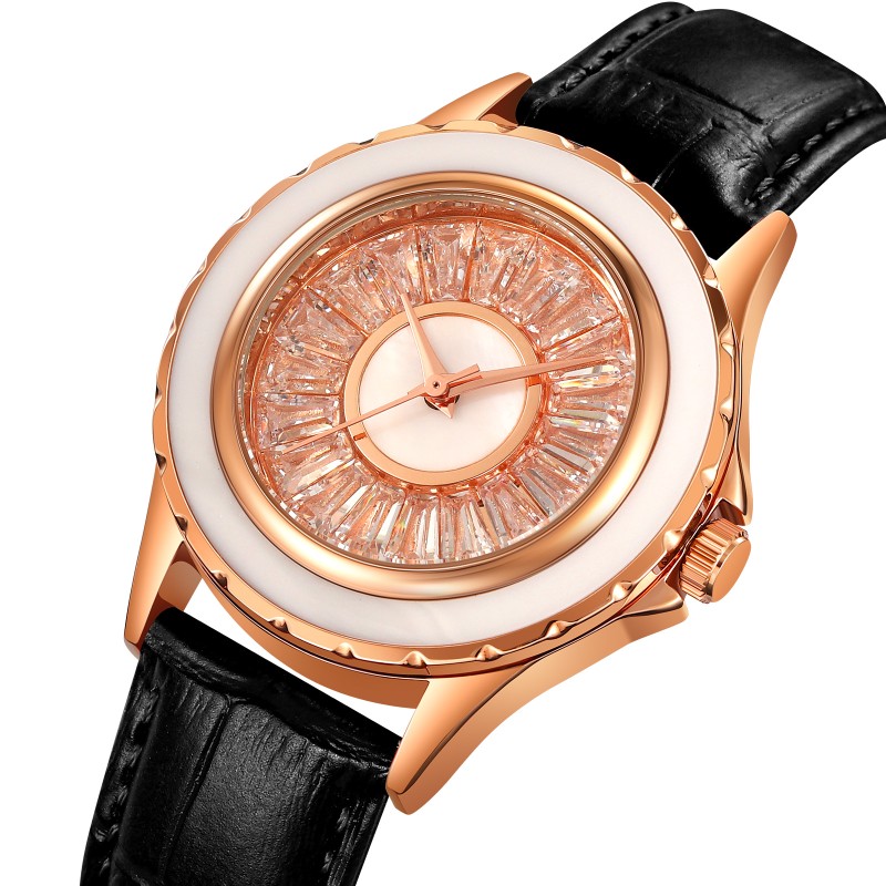 Жіночий годинник Skmei 2172RGBK Rose Gold-Black з мінеральним склом та шкіряним ремінцем