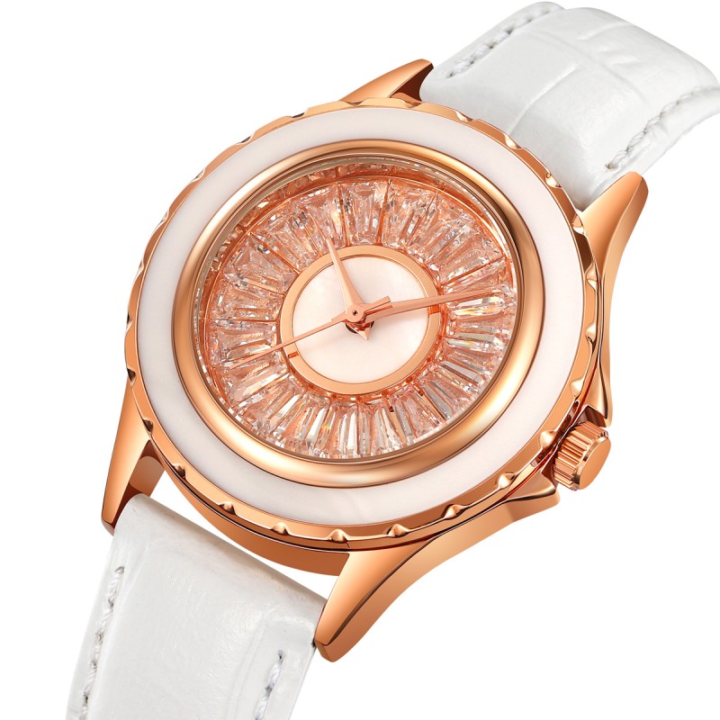Жіночий годинник Skmei 2172RGWT Rose Gold-White з мінеральним склом та шкіряним ремінцем