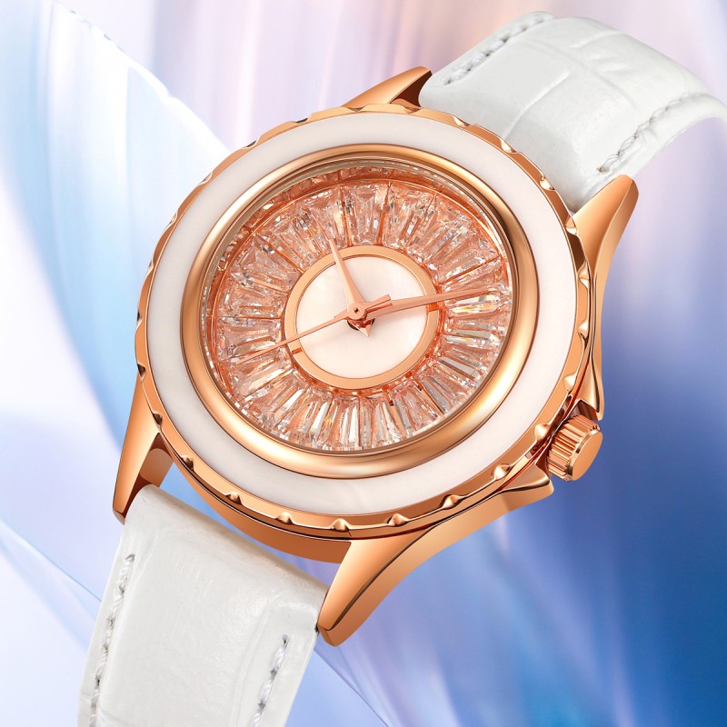 Жіночий годинник Skmei 2172RGWT Rose Gold-White з мінеральним склом та шкіряним ремінцем