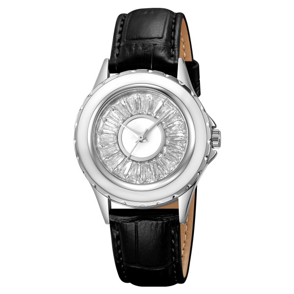 Жіночий годинник Skmei 2172SIBK Silver-Black зі сріблястим циферблатом та шкіряним ремінцем