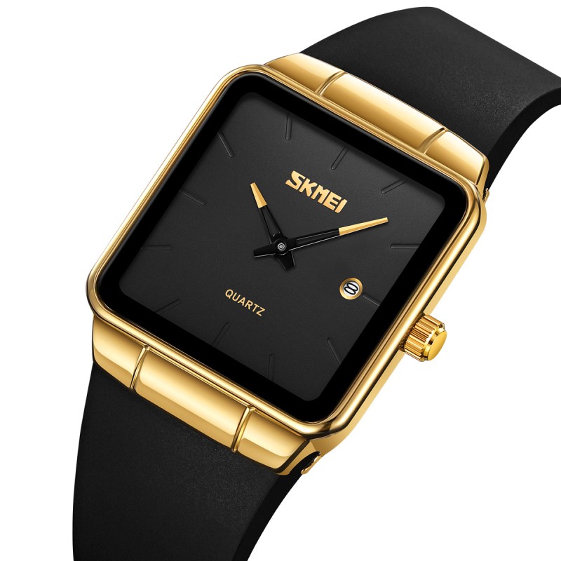 Жіночий класичний годинник Skmei 2173GDBK Gold-Black з мінеральним склом та шкіряним ремінцем