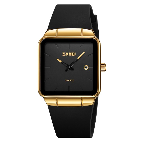 Жіночий класичний годинник Skmei 2173GDBK Gold-Black з мінеральним склом та шкіряним ремінцем