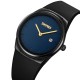 Женские часы Skmei 2177BKBU Black-Blue с минеральным стеклом и кожаным ремешком