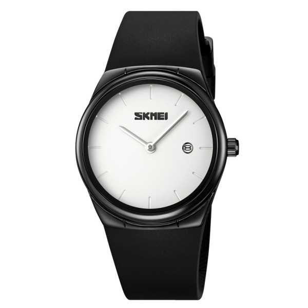 Жіночий годинник Skmei 2177BKSI Black-Silver з мінеральним склом та чорним ремінцем