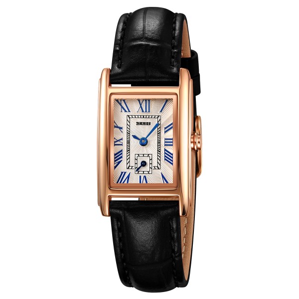 Жіночий годинник Skmei 2297RGBK Rose Gold-Black з кварцовим механізмом та шкіряним ремінцем