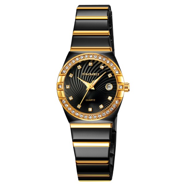 Жіночий годинник Skmei 2342BKGD Black-Gold у класичному стилі з металевим браслетом