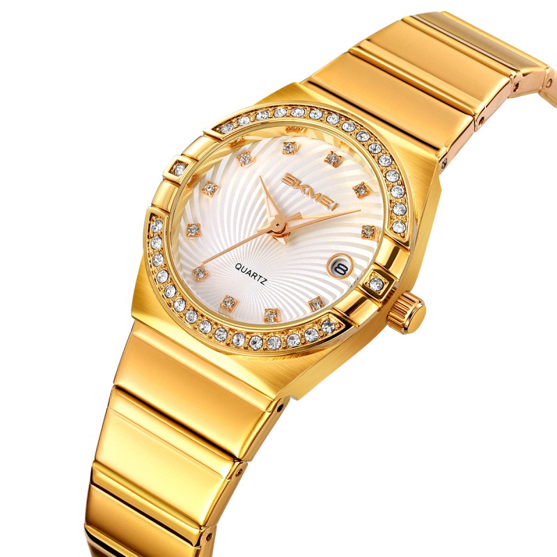 Жіночий годинник Skmei 2342GD Gold STOPPED — Класична модель у золотистому кольорі з мінеральним склом