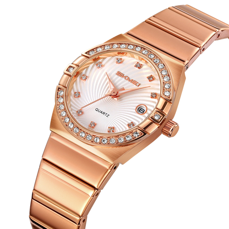 Жіночий годинник Skmei 2342RG Rose Gold з металевим браслетом та мінеральним склом