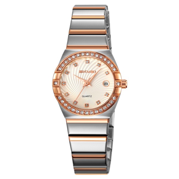 Жіночий наручний годинник Skmei 2342TRG Rose Gold з металевим браслетом та люмінесценцією
