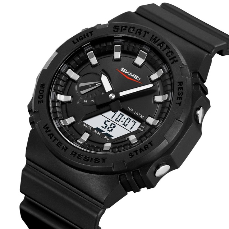Чоловічий годинник Skmei 2351BKWT Black-White спортивний з комбінованим циферблатом та підсвічуванням