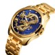 Мужские часы Skmei 9193GDBU Gold-Blue с золотистым браслетом и синим циферблатом