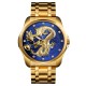 Мужские часы Skmei 9193GDBU Gold-Blue с золотистым браслетом и синим циферблатом