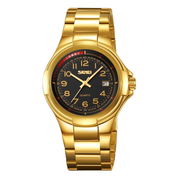Мужские часы Skmei 9320GDBK Gold-Black классические золотистые с черным циферблатом