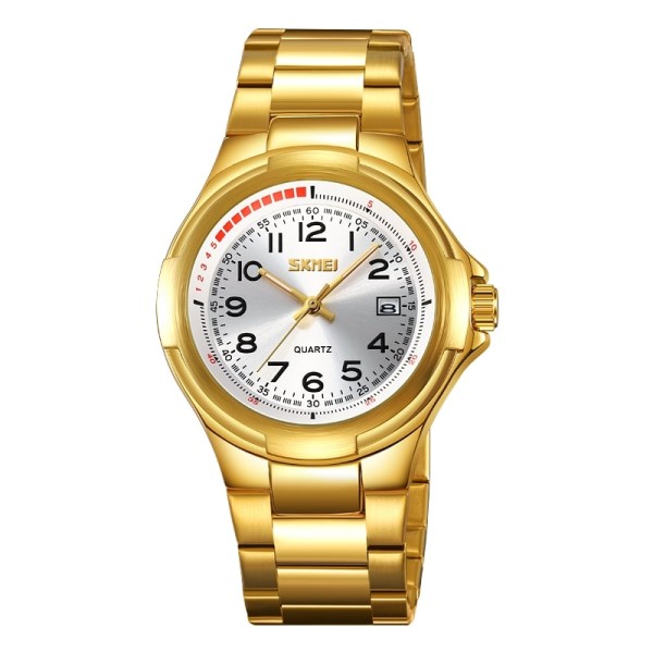 Чоловічий годинник Skmei 9320GDSI Gold-Silver з люмінесцентним підсвічуванням та металевим браслетом