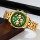Чоловічий годинник Skmei 9333GDGN Gold-Green з хронографом та металевим браслетом