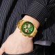 Чоловічий годинник Skmei 9333GDGN Gold-Green з хронографом та металевим браслетом