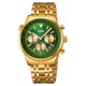 Чоловічий годинник Skmei 9333GDGN Gold-Green з хронографом та металевим браслетом