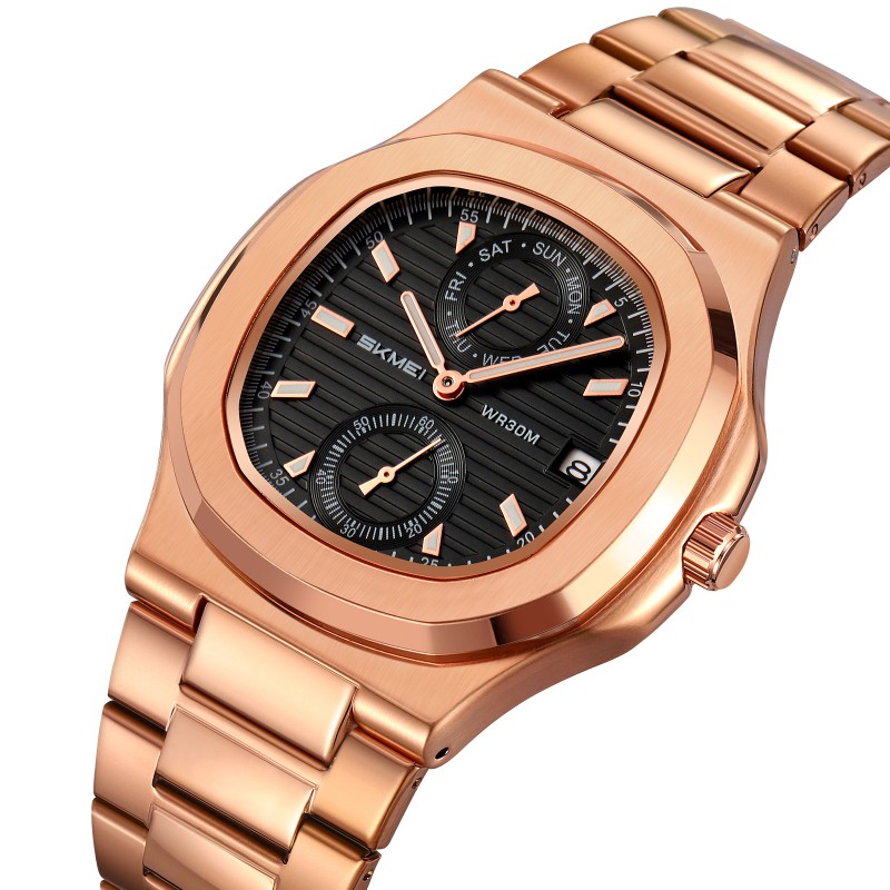 Чоловічий наручний годинник Skmei 2423RG Rose Gold з хронографом та календарем