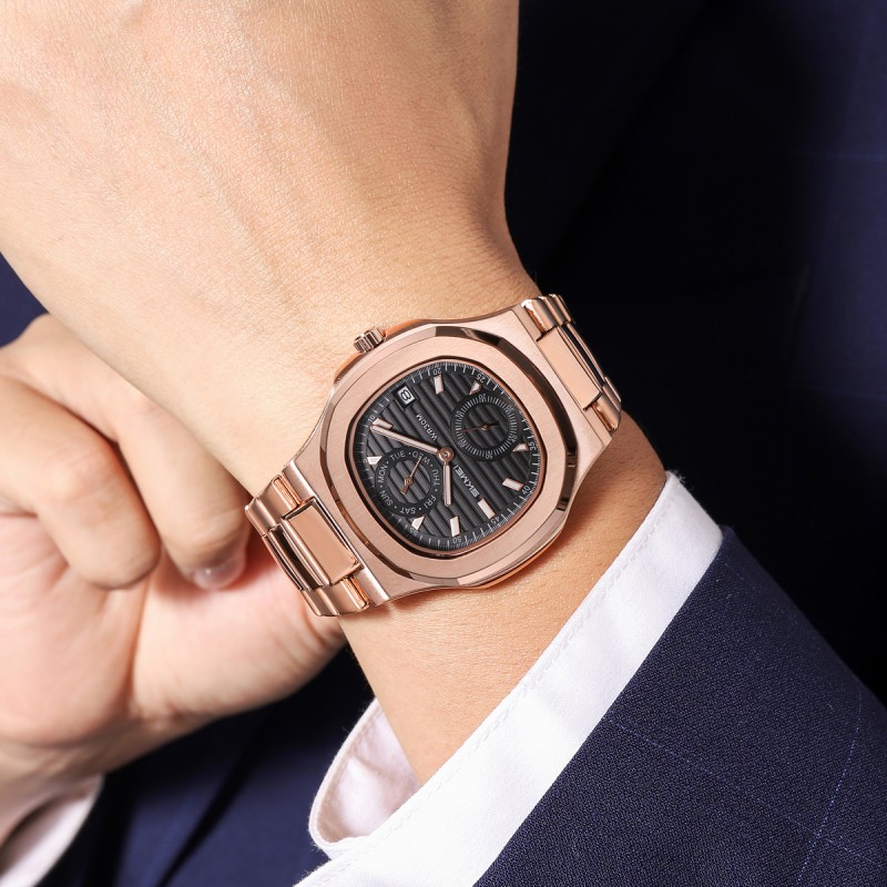 Чоловічий наручний годинник Skmei 2423RG Rose Gold з хронографом та календарем
