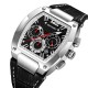 Чоловічий годинник Skmei 9357SIBK Silver-Black зі сріблястим корпусом, хронографом та шкіряним ремінцем