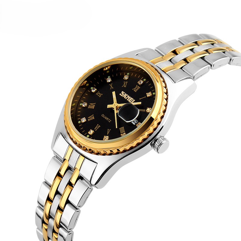 Жіночий годинник Skmei 9098BK-S Black Lady зі сріблястим браслетом та мінеральним склом