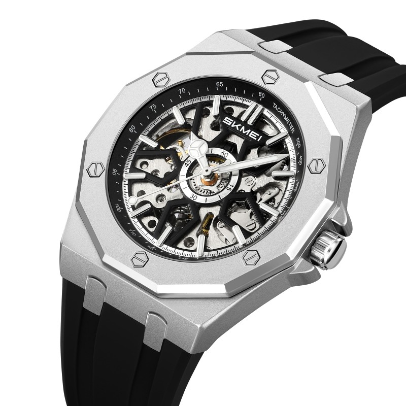 Чоловічий механічний годинник Skmei M036PSI Silver з автопідзаводом та мінеральним склом